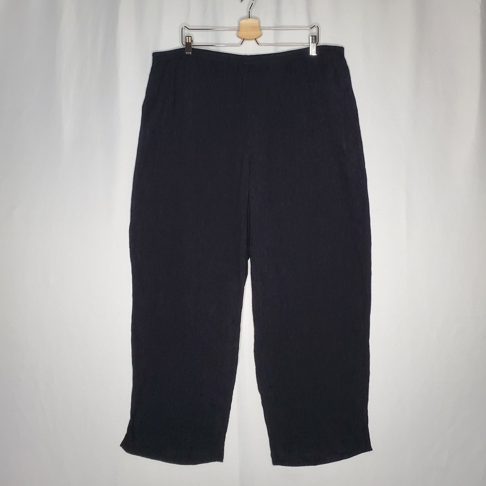 Donna Ricco Crinkle Pants 24W‎ Women Plus Black Textured Straight Pullon Evening